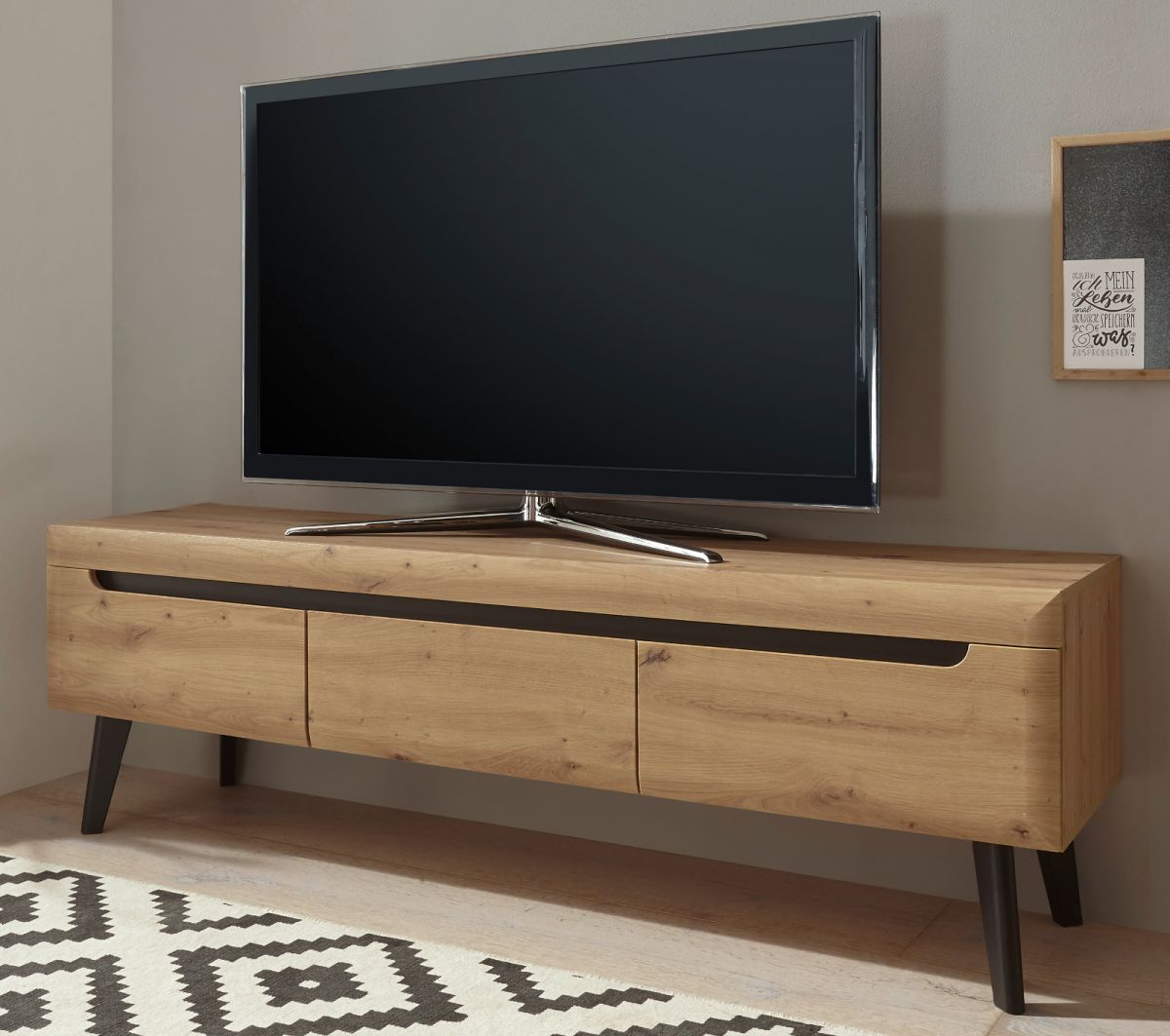 TV-Lowboard Ronson in Artisan Eiche und schwarz TV-Unterteil skandinavisch 160 x 50 cm unter Wohnzimmer > TV-Mbel und Medienmbel > TV Lowboard Holz