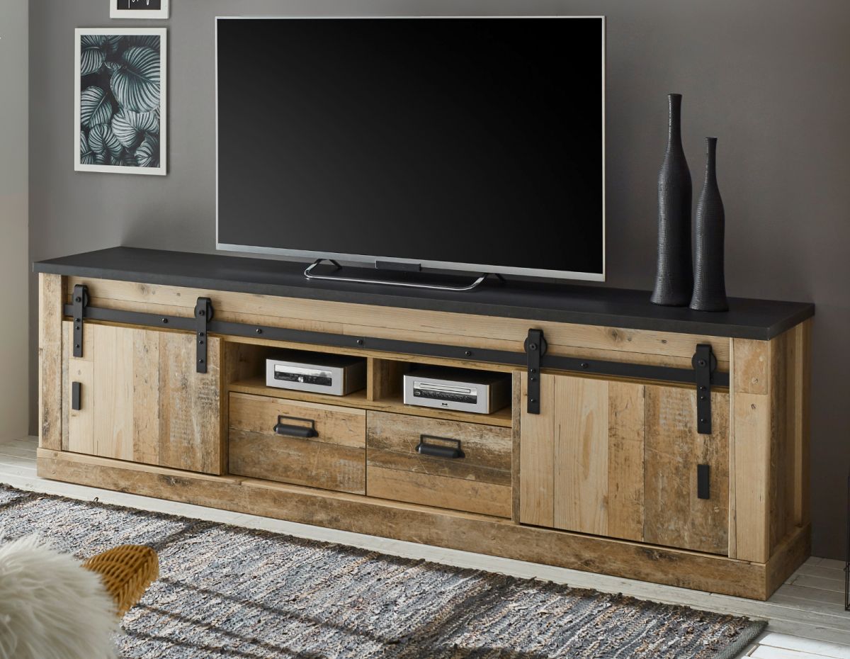 TV-Lowboard Stove in Used Wood hell 201 x 61 cm
