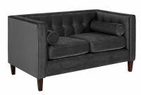 Vintage 2-Sitzer Sofa Jeronimo Samtvelours schwarz