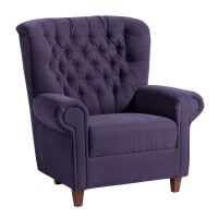 Vintage Sessel mit Knopfheftung Vicky Veloursstoff violett
