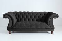 Vintage Sofa Ivette - 2-Sitzer Samtvelours schwarz