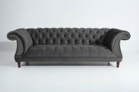 Vintage-Sofa Ivette - 3-Sitzer Samtvelours anthrazit
