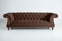 Vintage-Sofa Ivette - 3-Sitzer Samtvelours braun