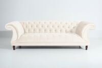Vintage-Sofa Ivette - 3-Sitzer Samtvelours creme