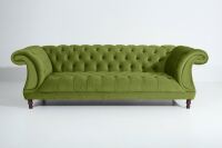 Vintage-Sofa Ivette - 3-Sitzer Samtvelours oliv