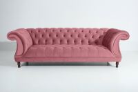 Vintage-Sofa Ivette - 3-Sitzer Samtvelours rose