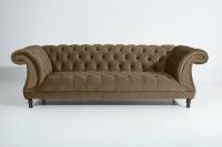 Vintage-Sofa Ivette - 3-Sitzer Samtvelours sahara
