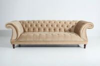 Vintage-Sofa Ivette - 3-Sitzer Samtvelours sand