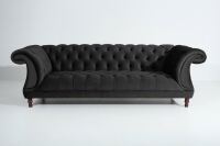 Vintage-Sofa Ivette - 3-Sitzer Samtvelours schwarz
