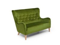 Vintage Sofa Medina - 2-Sitzer Samtvelours oliv mit gelben Knpfen