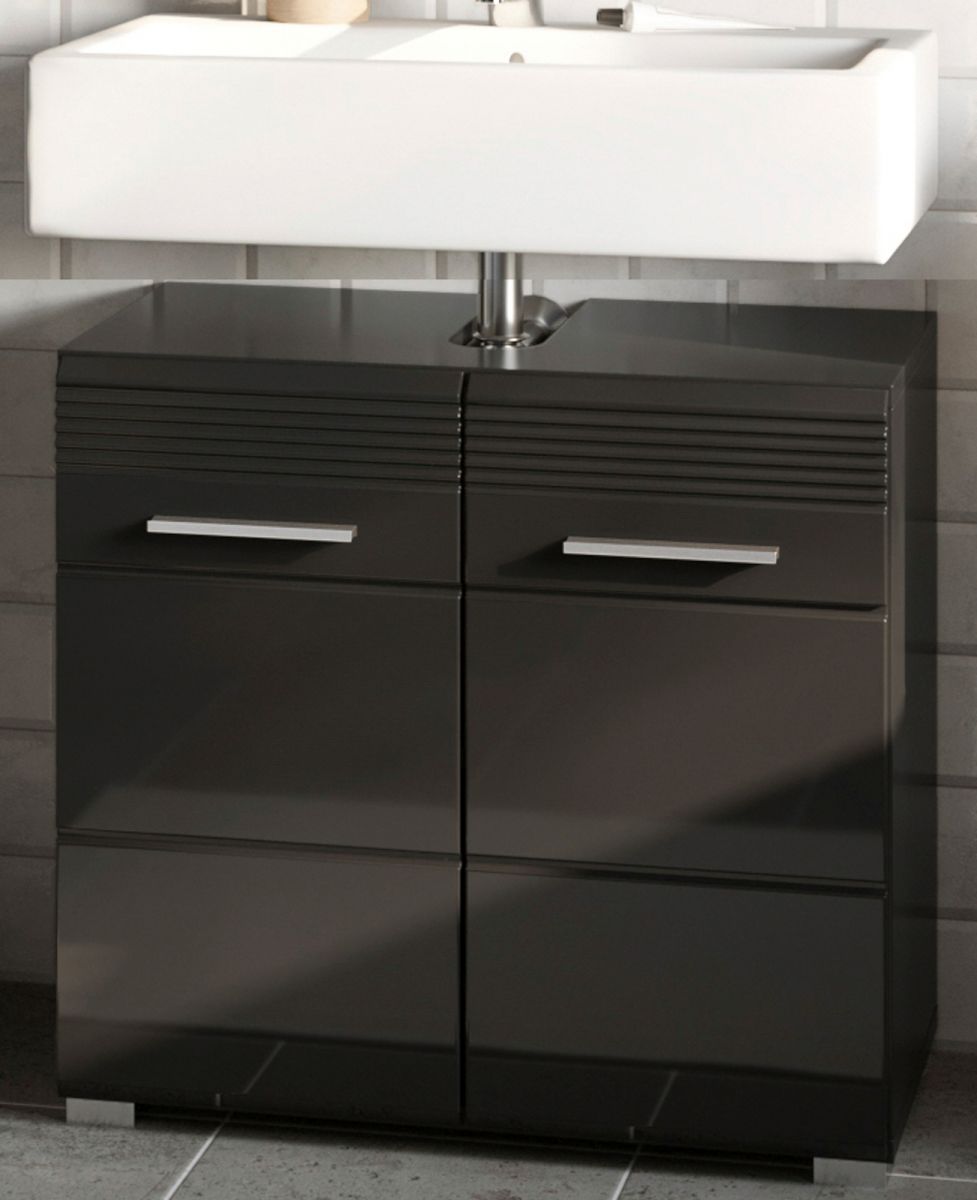 Waschbeckenunterschrank Linus in schwarz Hochglanz Badezimmer Unterschrank 60 x 56 cm unter SALE % > Badmbel reduziert