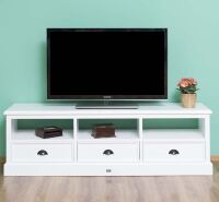 Weisses TV Lowboard Massivholz unter Wohnraum > TV-Sideboards